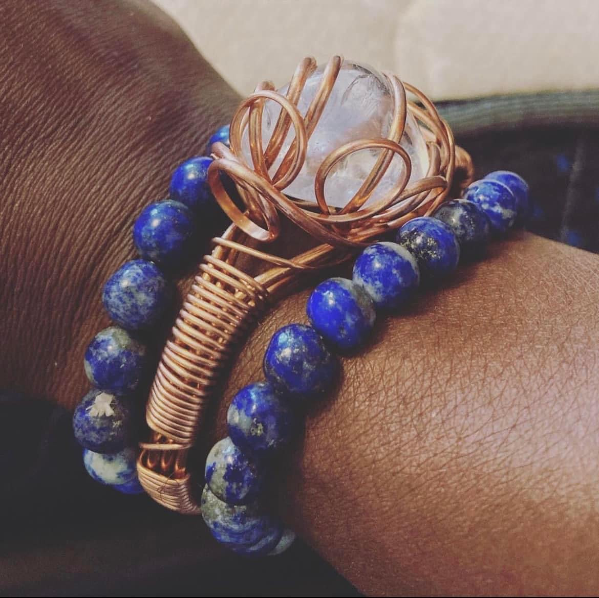 Lapis Lazuli Clear quartz set